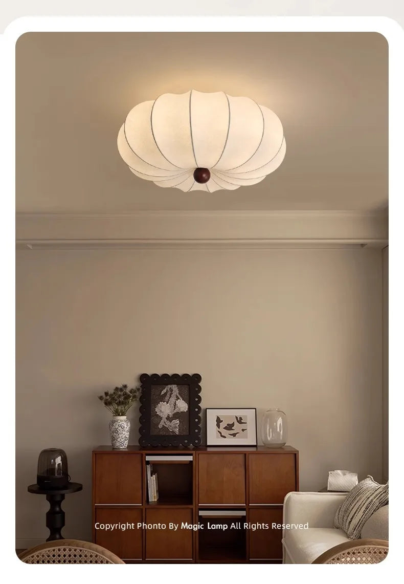 Fabric Flush Mount Ceiling Light – Wabi-Sabi Japanese for Bedroom & Bedside, Living Room | Elowen Arc by Evenlyr