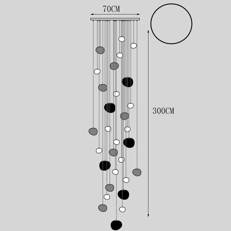 Designer Chandelier – Modern Minimalist for Staircase, Foyer | Isolde Veil by Evenlyr