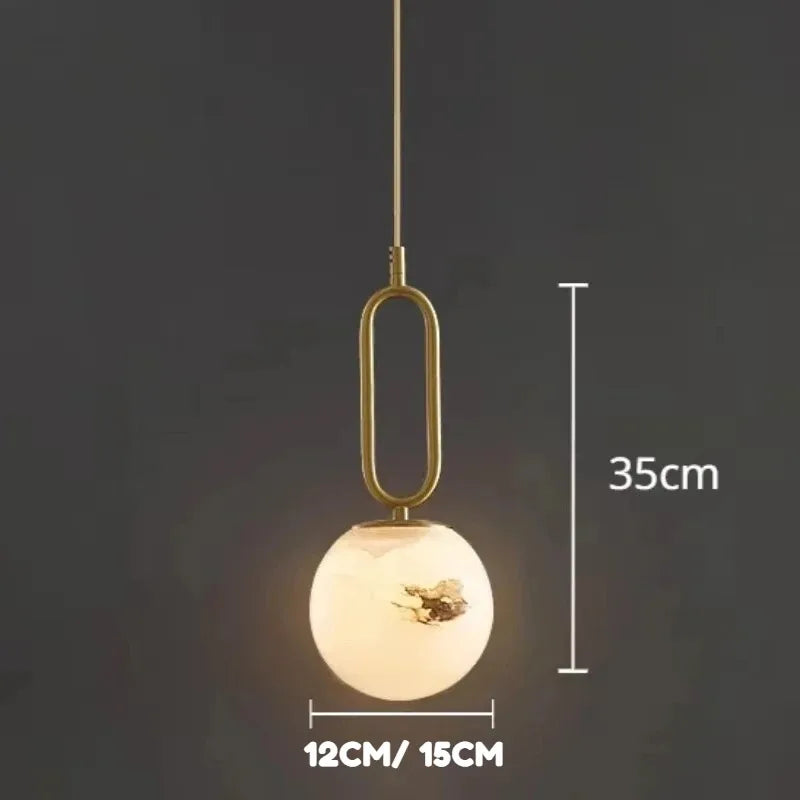 Thalia Halo Globe Alabaster Pendant Light – product view 8