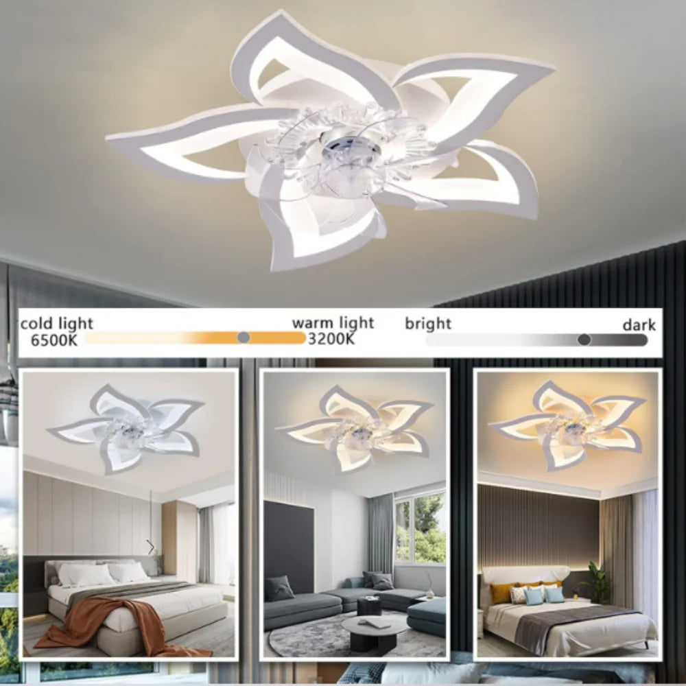 Orlena Flower-Shaped Smart Ceiling Fan Light – Dimmable