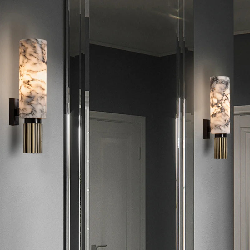 Elowen Contour Marble Wall Sconce – Vintage Marble Wall Sconces for Dining Room