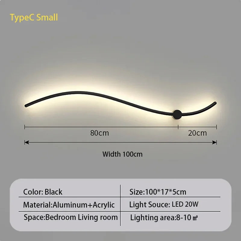 Liora Curved-Line LED Wall Sconce for Bedroom