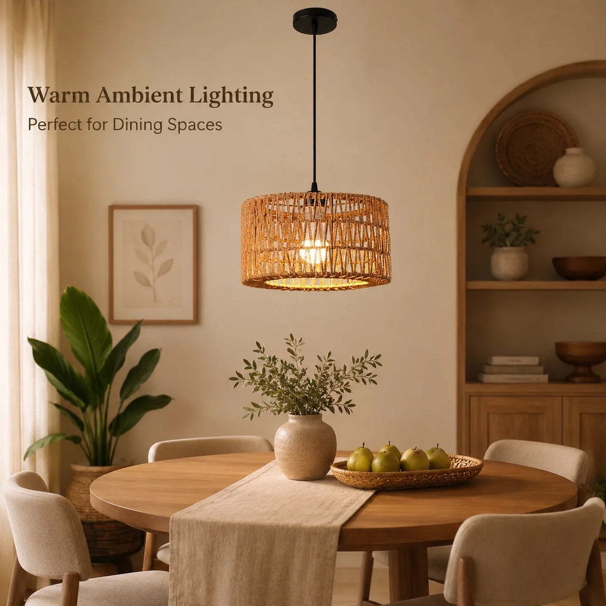 Siena 31cm Rattan Pendant Light for Dining Room – Adjustable