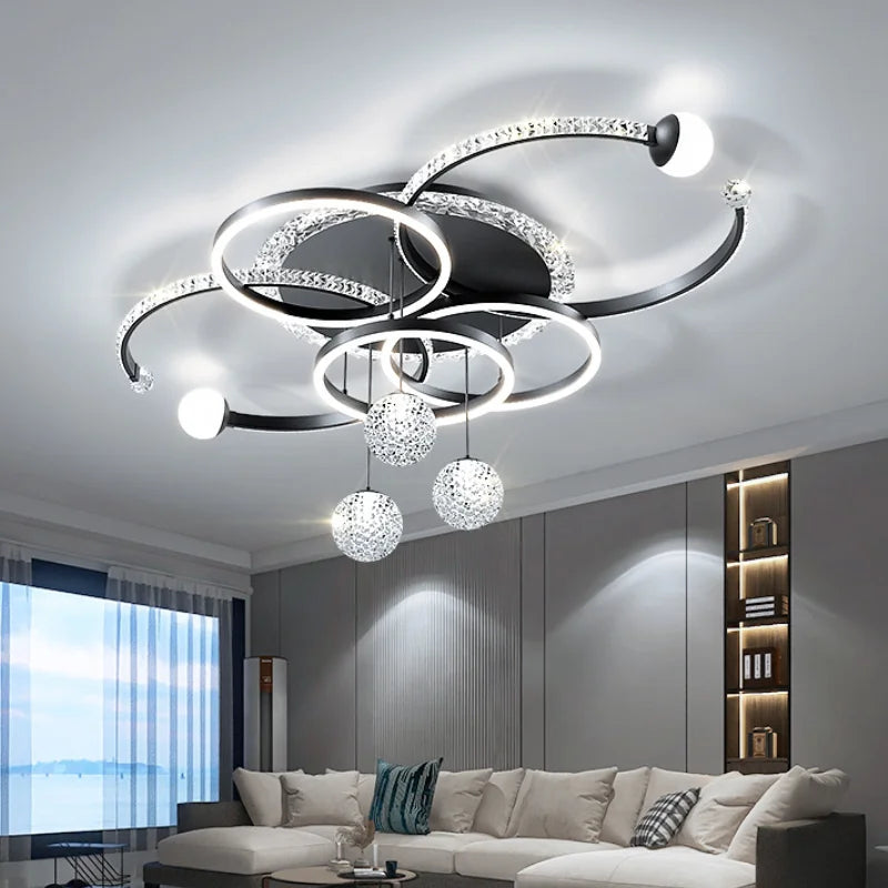 Acrylic Chandelier – Modern Minimalist Dimmable LED for Dining Room, Living Room, Foyer | Seraphine Halo by Evenlyr