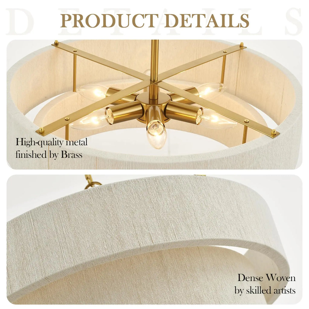 Rattan Chandelier – Art Deco Adjustable for Dining Room, Living Room, Kitchen Island | Kaelis Beam by Evenlyr