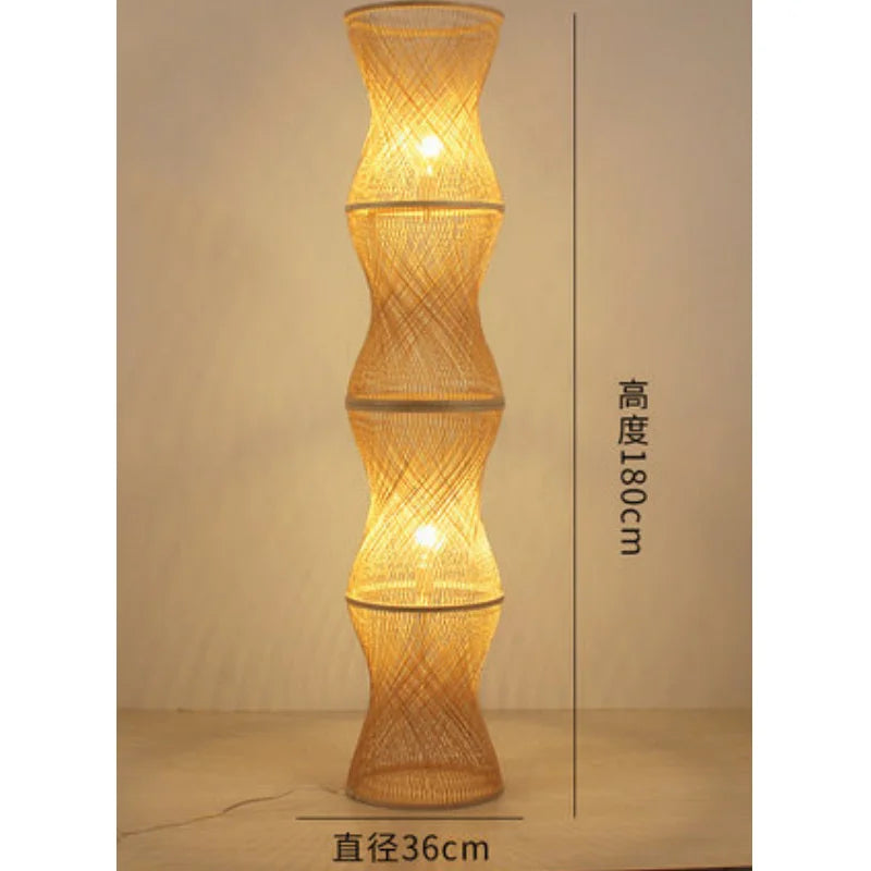 Nero Prism Bamboo and Wood Floor Lamp – Art Deco – product detail 7