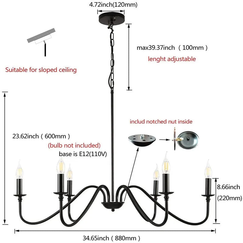 Metal Chandelier – Vintage for Living Room, Dining Room & Kitchen | Virelle Contour by Evenlyr
