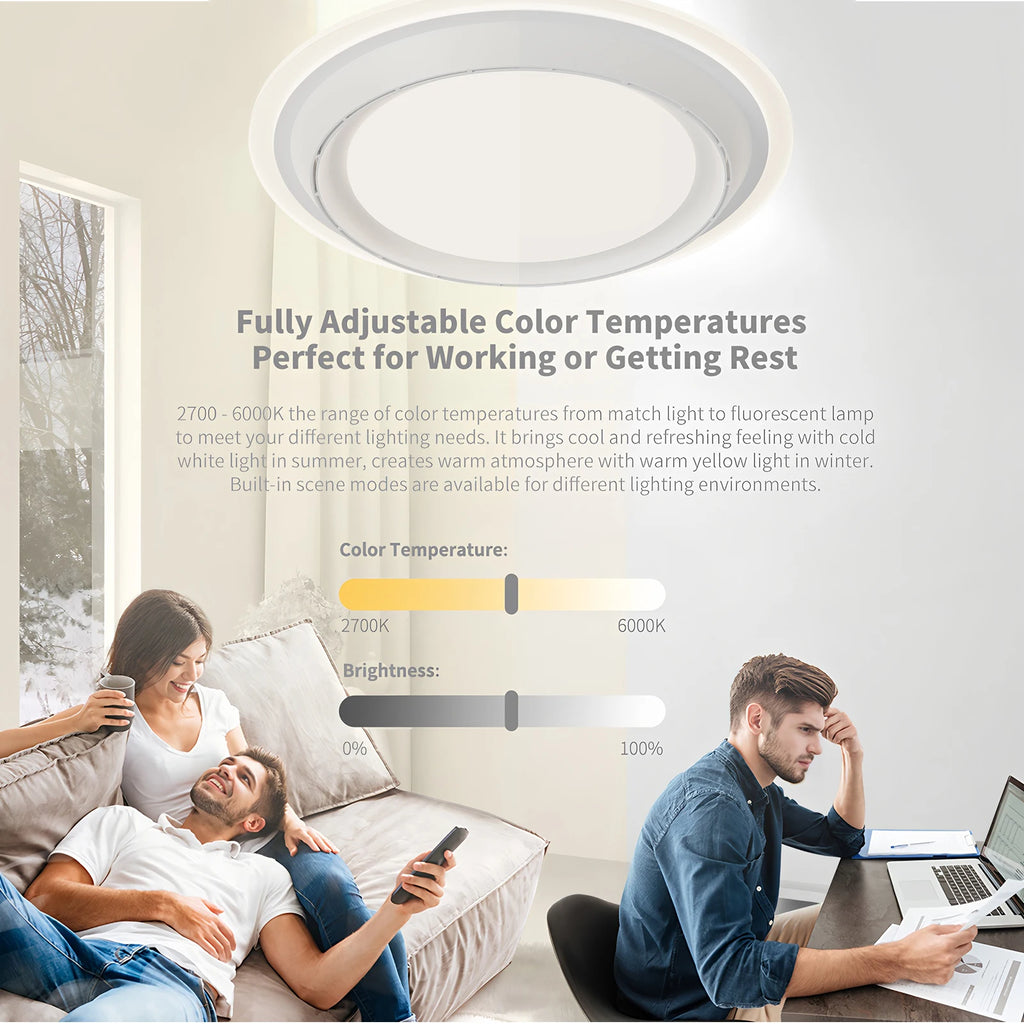 Ilaria Bladeless Design Ceiling Fan with Light for Bedroom & Living Room – Dimmable