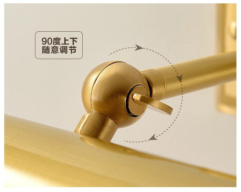Brass Mirror Front Light Retro Bathroom Vanity Wall Light Painting Lamp Interior Decoration Lamp