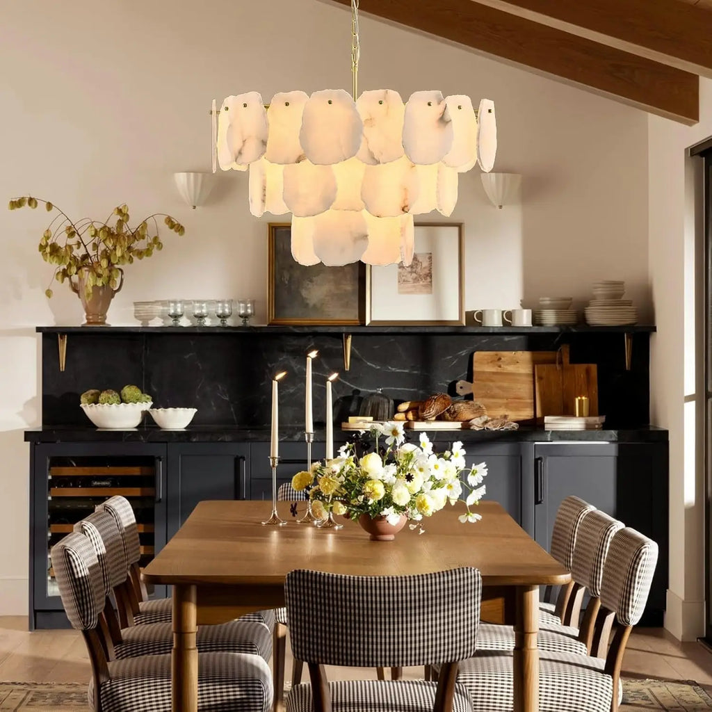 Alabaster & Marble Chandelier – Art Deco for Dining Room, Living Room, Bedroom | Evanthe Line by Evenlyr