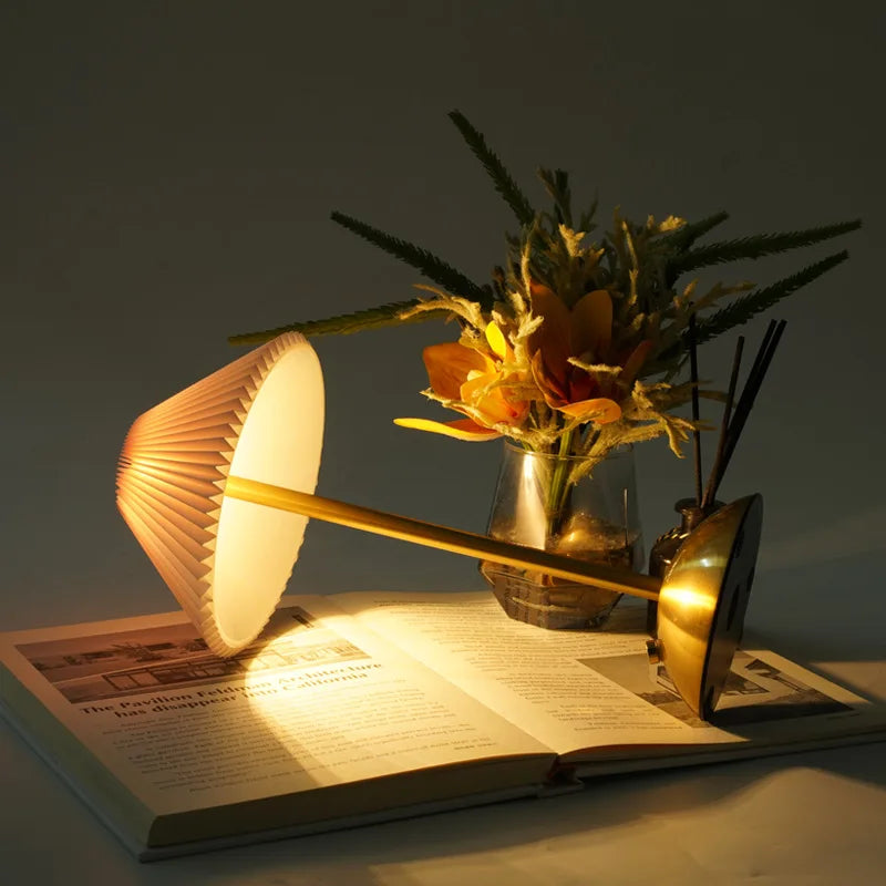 Fabric Table Lamp – Modern Minimalist Cordless Rechargeable for Bedside, Desk & Office, Restaurant Table | Giselle Column by Evenlyr