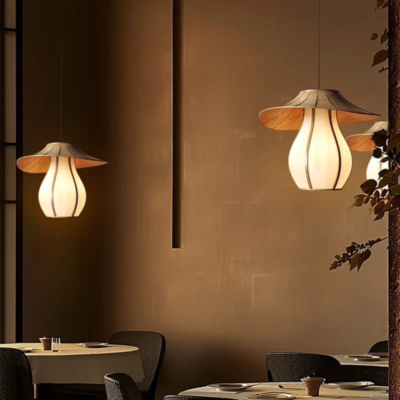 Rattan & Fabric Chandelier – Wabi-Sabi Japanese for Dining Room, Living Room, Bedroom | Elaris Dome by Evenlyr