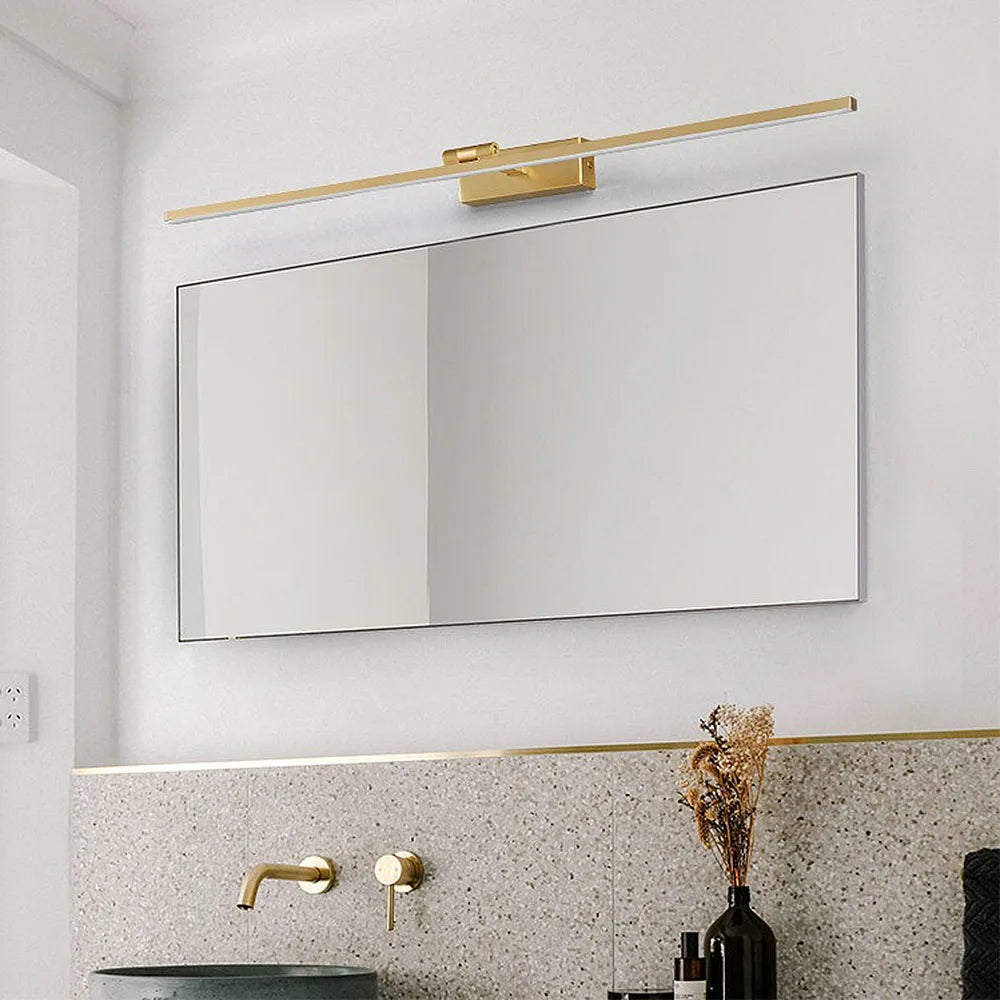 Brass LED Bathroom Vanity & Mirror Light – Modern Adjustable LED for Bathroom | Amaya Frame by Evenlyr