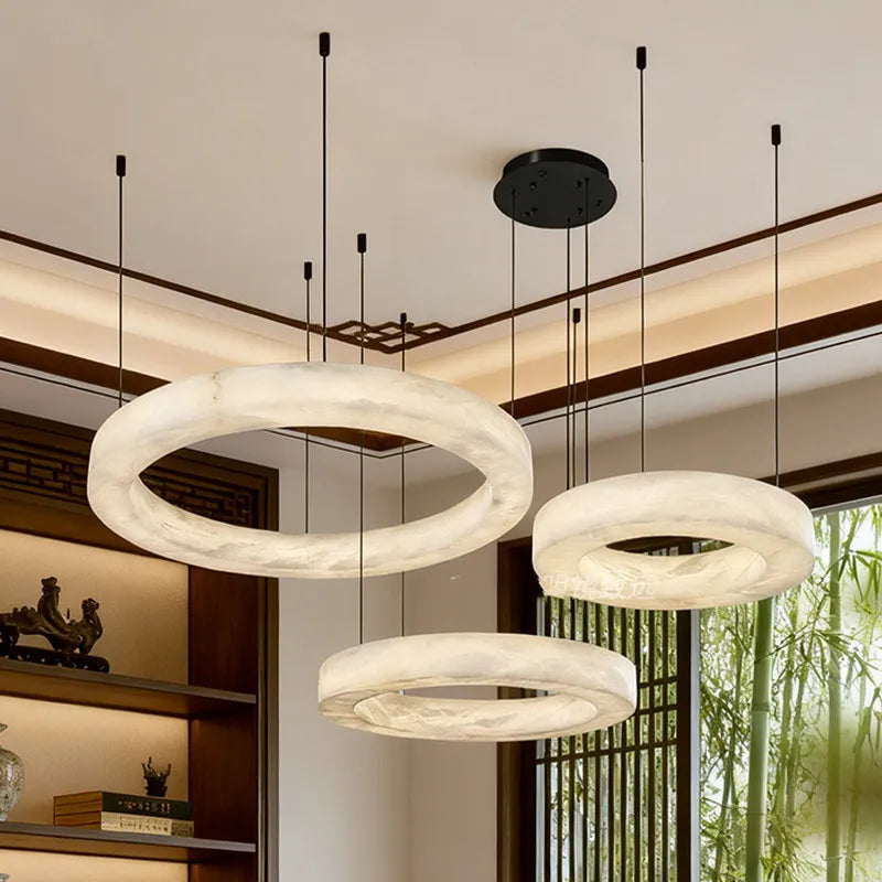 Nero Prism Natural Marble Chandelier – Vintage styled in a bedroom interior