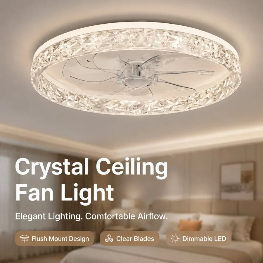 Helios Low-Noise DC Ceiling Fan Light for Living Room – 6-Speed Remote