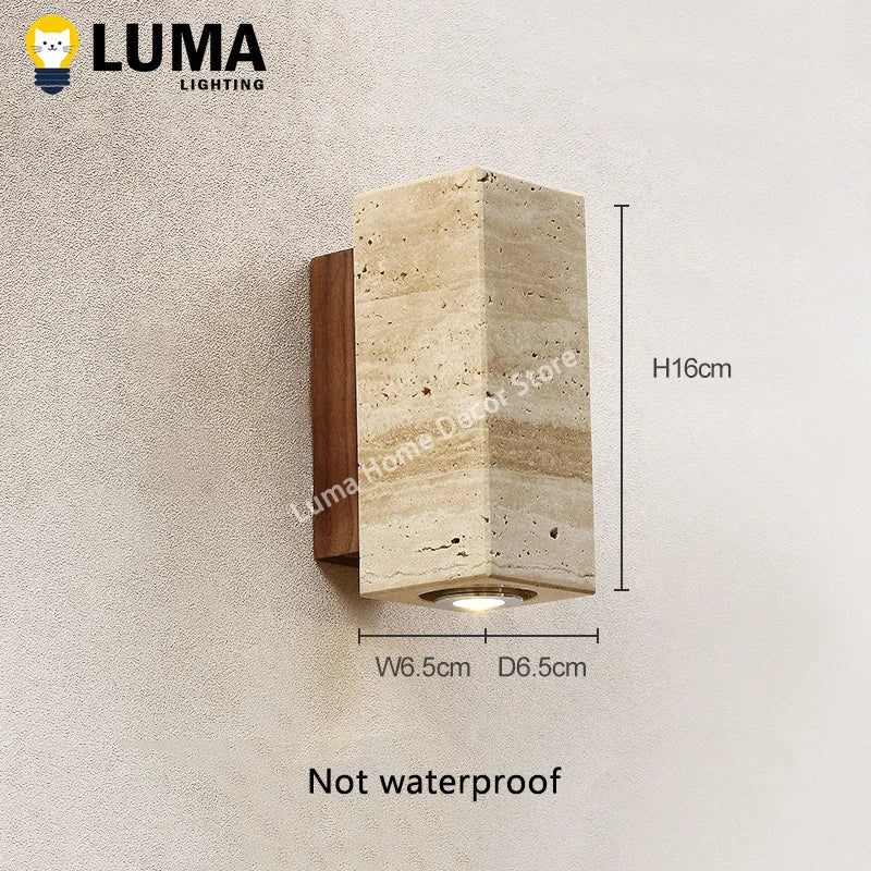 Caspian Travertine Stone Outdoor Wall Sconce for Exterior Corridor