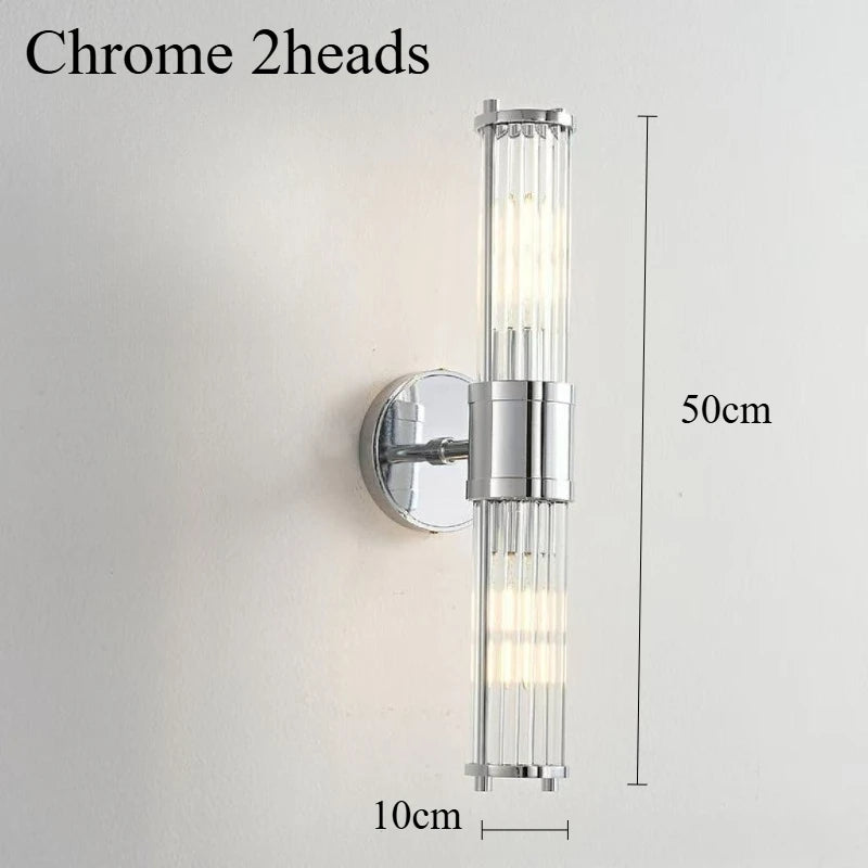 Crystal & Glass Cylinder Wall Sconce – Modern for Bathroom, Bedroom & Bedside, Hotel & Hospitality | Aurelle Frame by Evenlyr