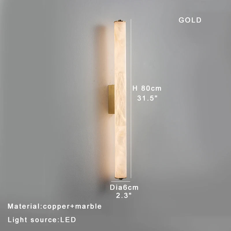 Alabaster & Marble Linear Wall Sconce – Modern Linear for Bathroom | Lunara Crest by Evenlyr