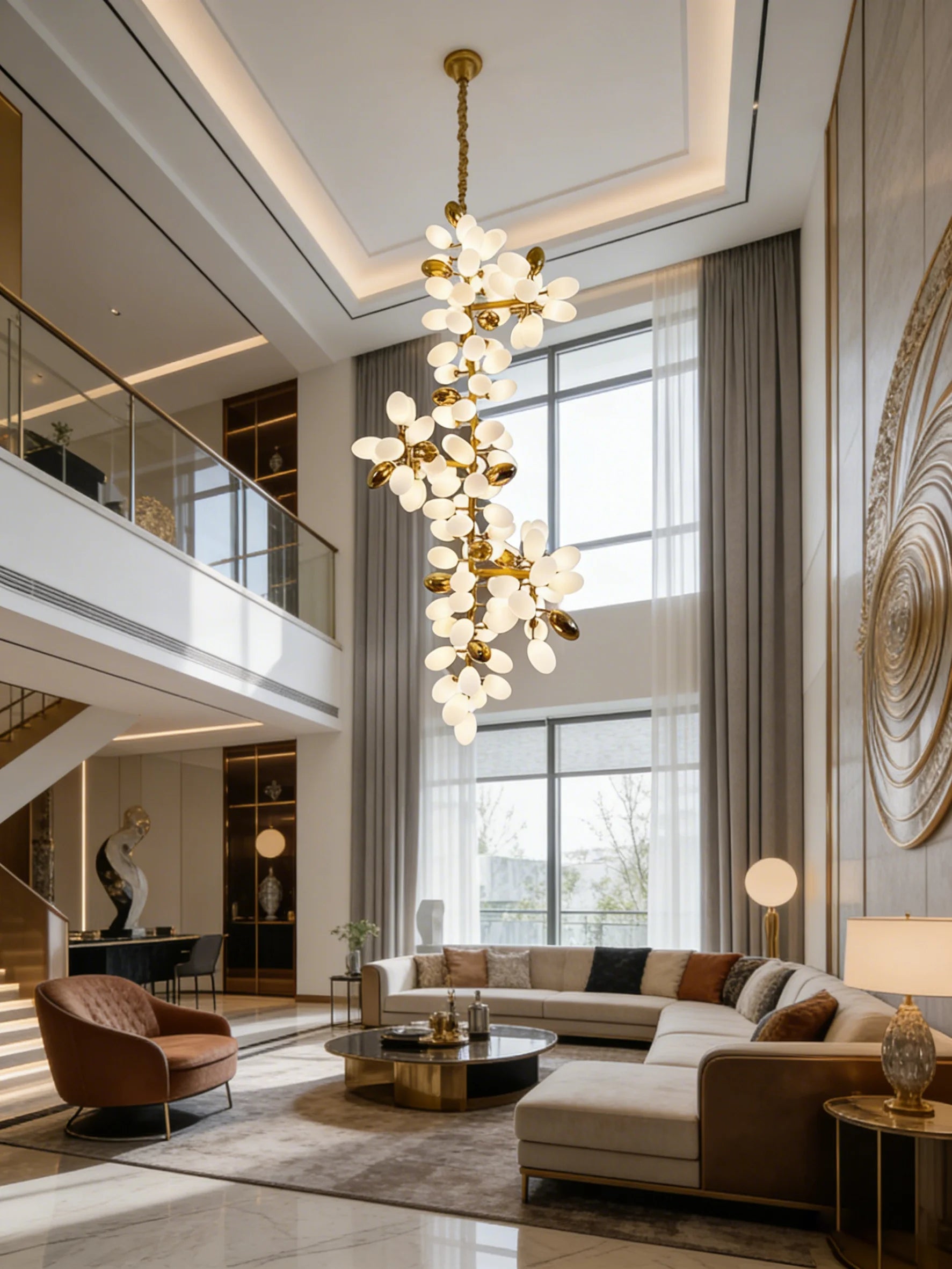 Glass Chandelier – Nordic Modern Adjustable for Bedroom, Dining Room, Living Room | Halcyon Halo by Evenlyr