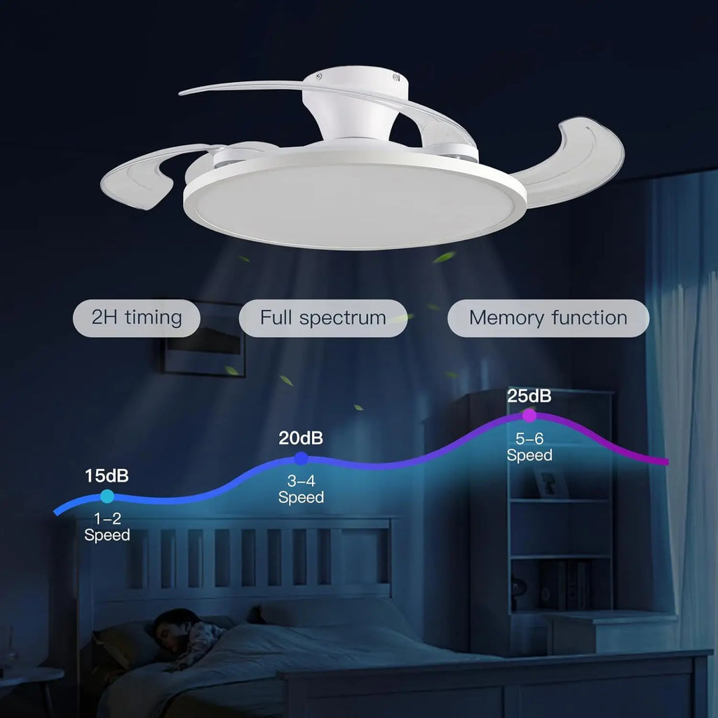 Firenze Retractable Blades Ceiling Fan with Light for Living Room – App Control