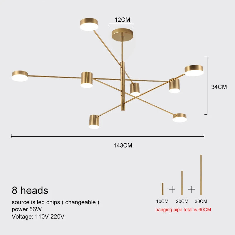 Metal Chandelier – Modern LED for Bedroom & Bedside, Living Room, Restaurant & Café | Alora Line by Evenlyr