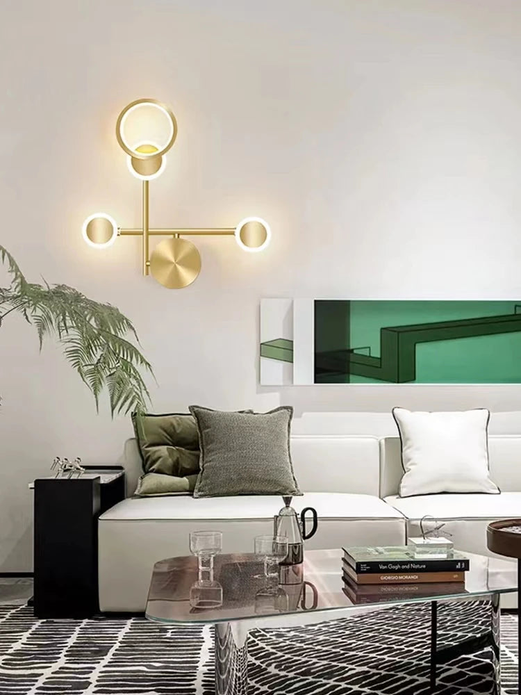 ASANZUO Modern LED Wall Light Brass Lighting fixture Nordic Restaurant kitchen Bedroom Living Background wall sconce Decor lamps