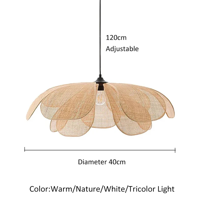 Liora Petal-Shaped Rattan Pendant Light for Tea Room – 3-Color