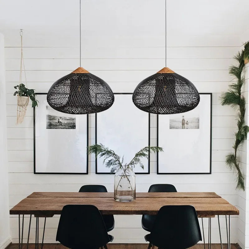 Rattan Pendant Light – Vintage Modern for Kitchen Island, Dining Room, Restaurant | Lucienne Orbit by Evenlyr
