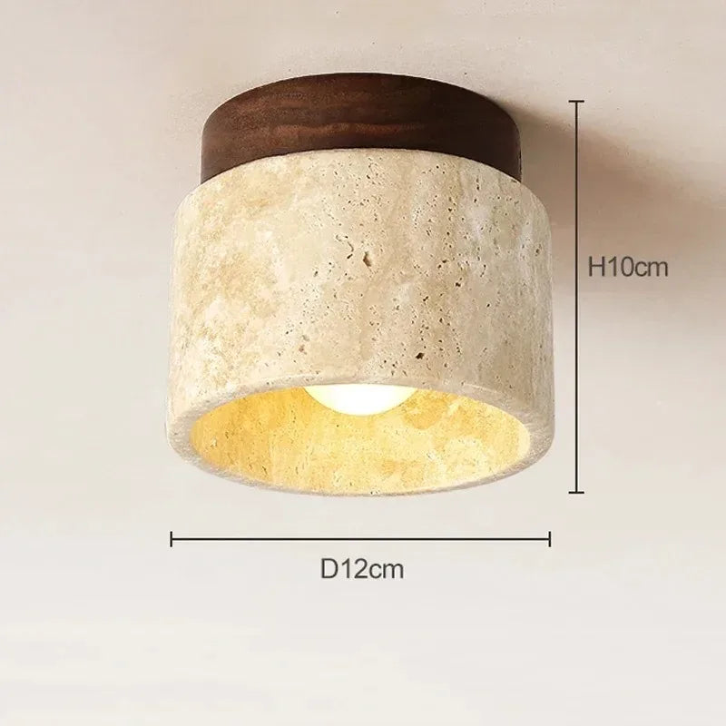 Travertine Flush Mount Ceiling Light – Wabi-Sabi for Hallway & Entryway, Hotel & Hospitality | Maris Halo by Evenlyr