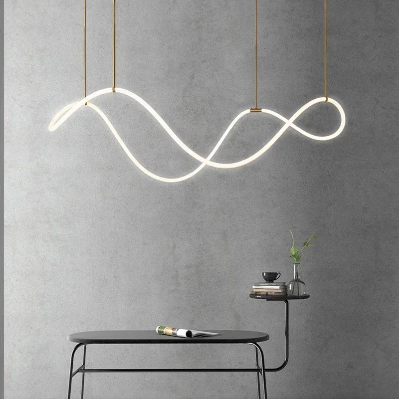 Metal Linear Chandelier – Modern LED Linear for Dining Room & Kitchen, Restaurant & Café | Alora Veil by Evenlyr