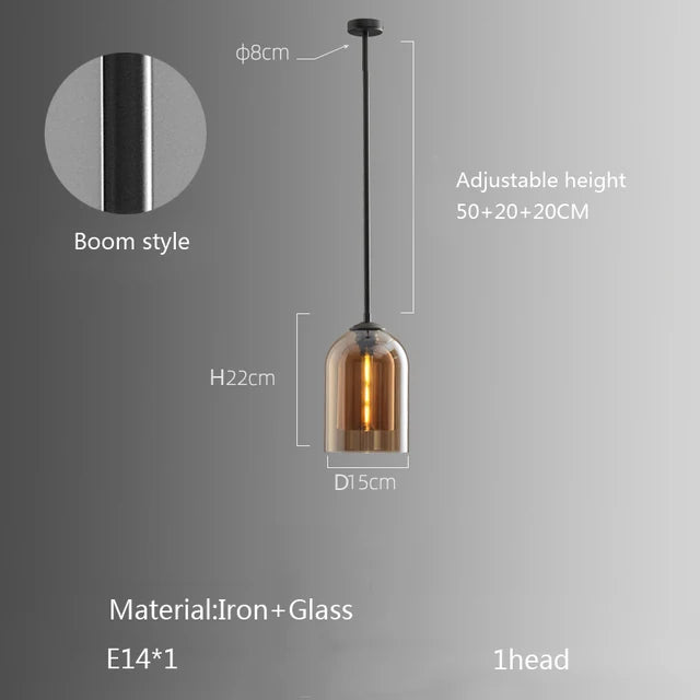 Quintara Long Copper and Glass Chandelier for Staircase