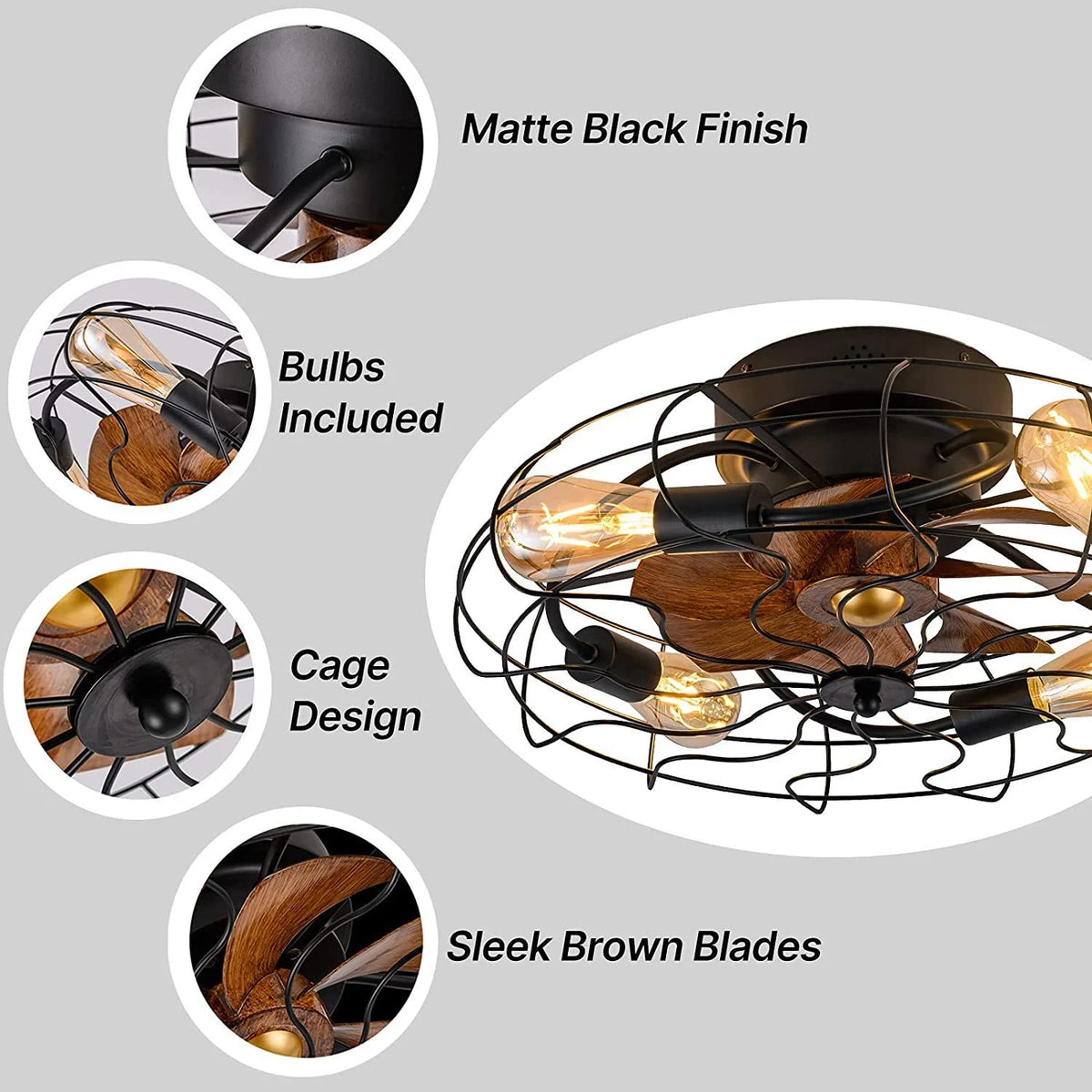 Belluno Invisible Blades Ceiling Fan with Light for Dining Room – Remote Control