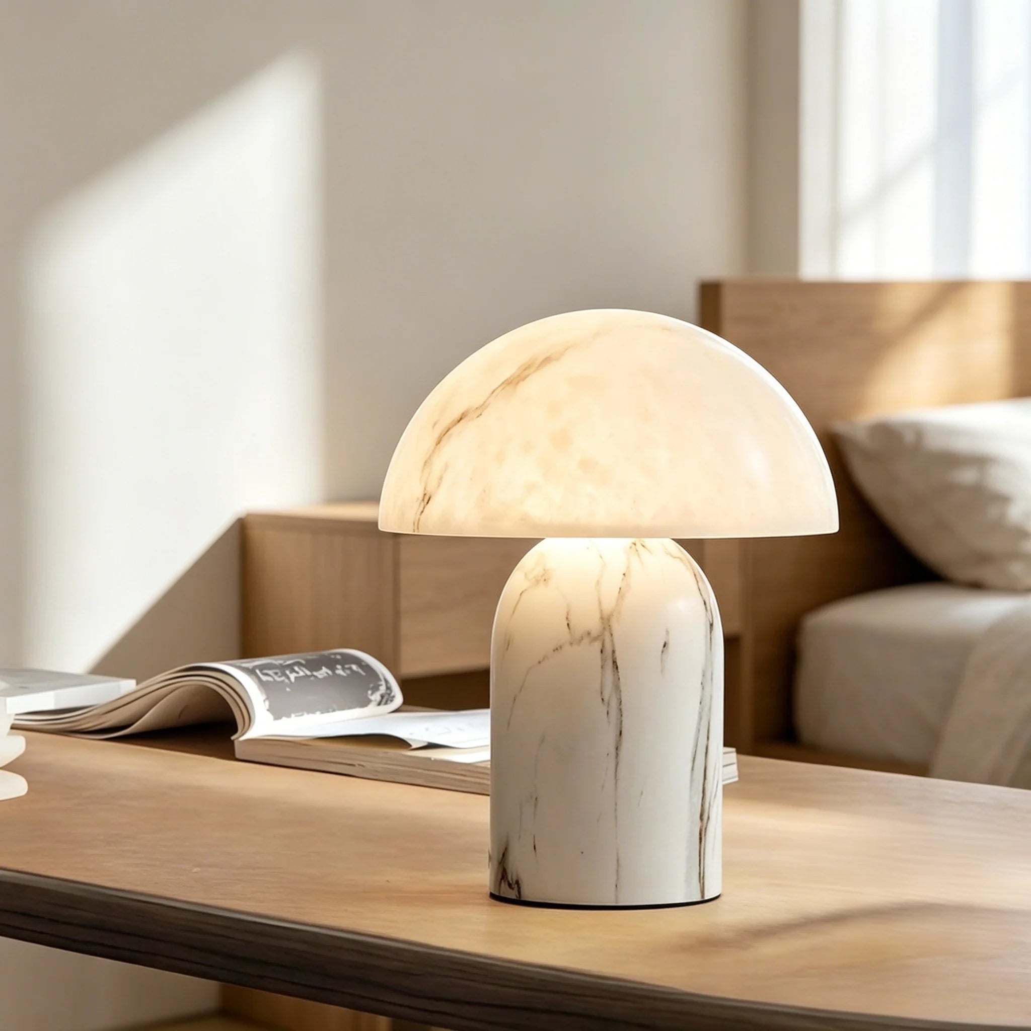 Marble Table Lamp – Wabi-Sabi Japanese for Bedside, Desk & Office, Living Room | Evanthe Grove by Evenlyr