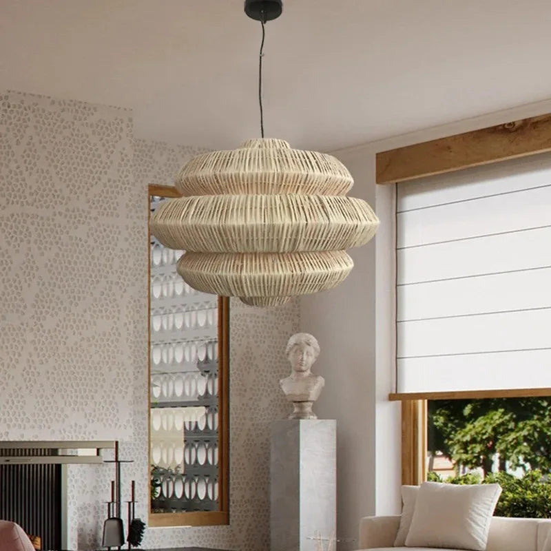 Rattan Chandelier – Wabi-Sabi Japanese for Dining Room, Living Room, Bedroom | Amaris Cascade by Evenlyr