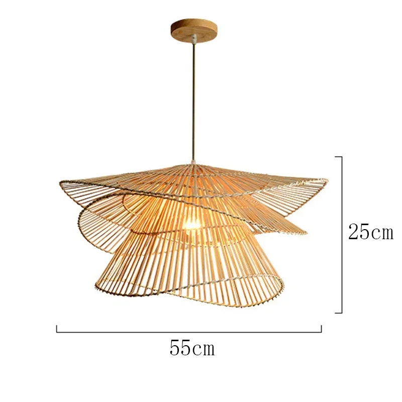 Rattan & Wood Chandelier – Wabi-Sabi Japanese for Dining Room, Bedroom, Living Room | Amaris Dome by Evenlyr