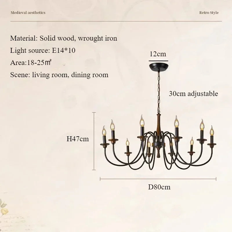 Belluno Vintage Wood Chandelier for Living Room – Nordic – detail view 9