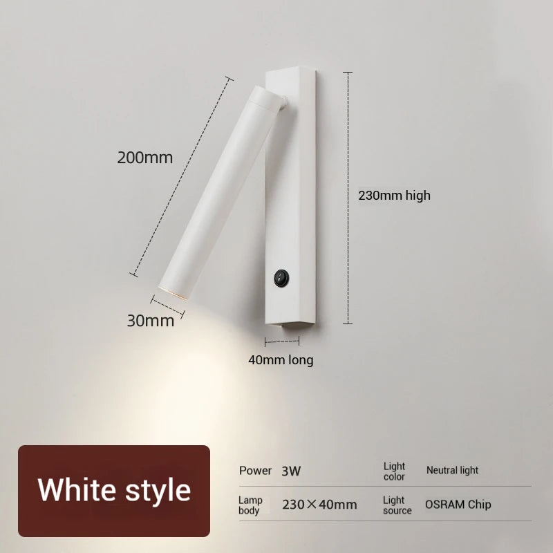 Firenze Adjustable LED Reading Wall Spotlight with Switch