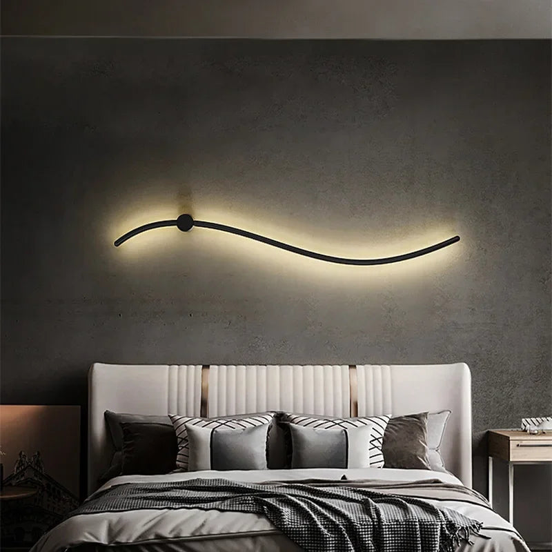 Liora Curved-Line LED Wall Sconce for Bedroom