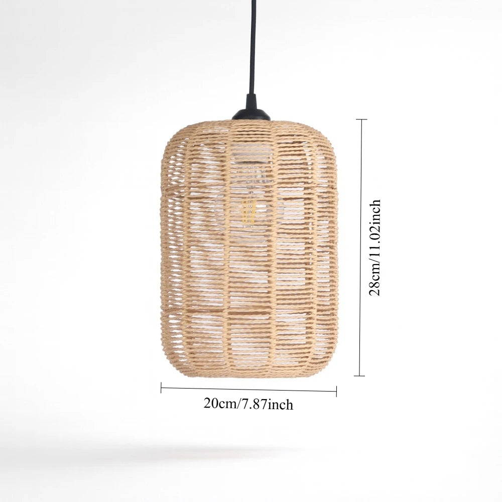 Paper & Rattan Pendant Light – Organic Modern for Kitchen Island, Dining Room, Restaurant | Mirelle Orbit by Evenlyr