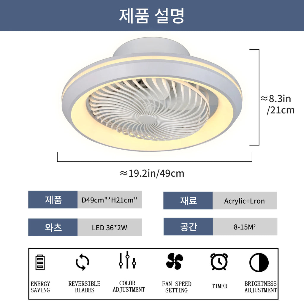 Caspian Enclosed Design Ceiling Fan with Light for Living Room – Remote Control – detail view 5