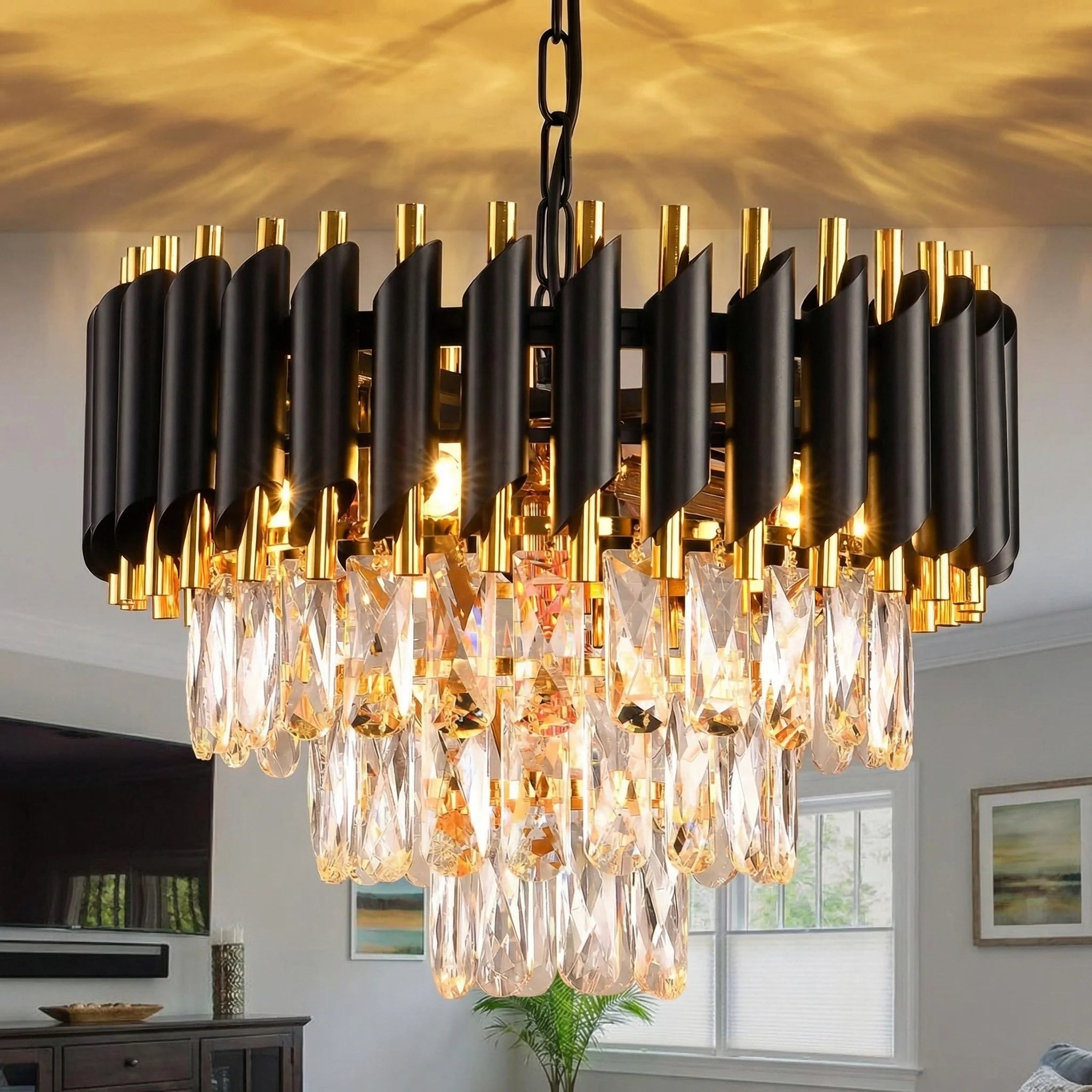 Crystal Chandelier – Modern Adjustable for Bedroom & Bedside, Hallway & Entryway, Living Room | Virelle Halo by Evenlyr