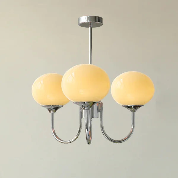 Aurelia Pink-Globe Brass Chandelier for Dining Room – French Cream