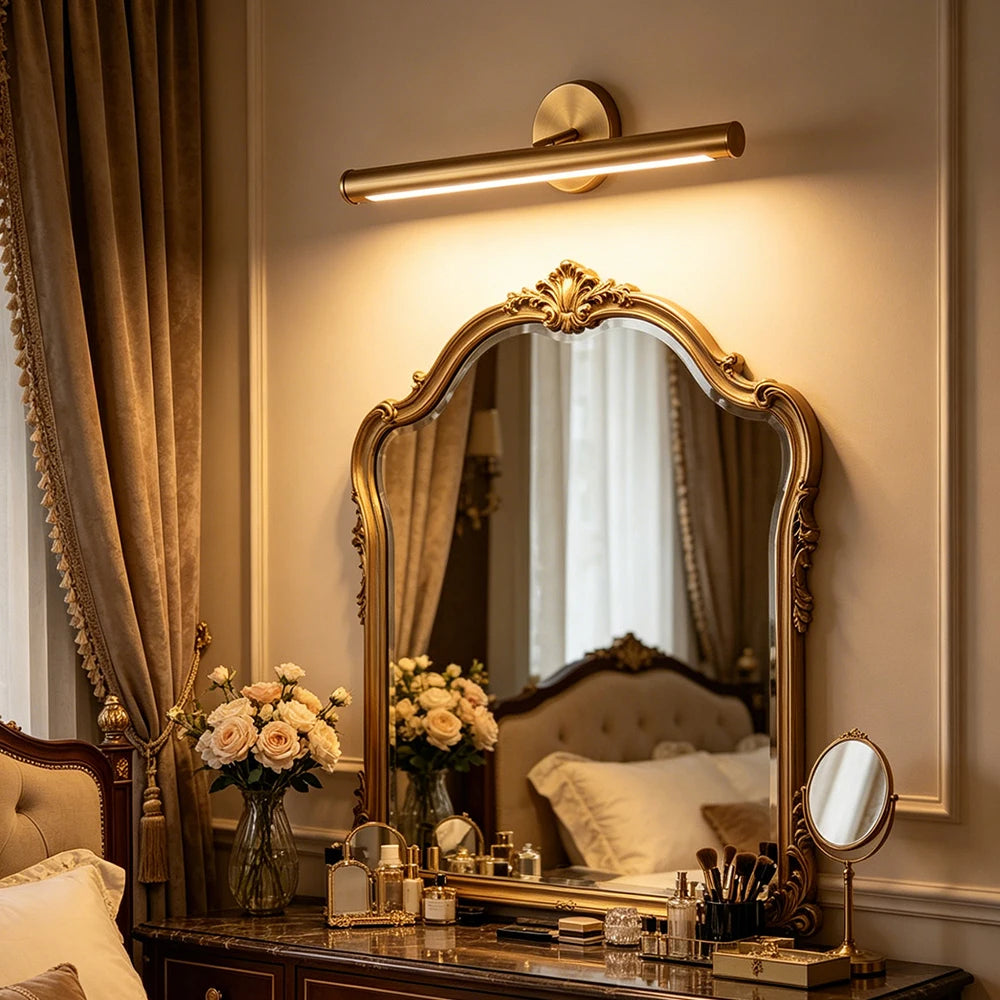 Brass LED Wall Mount Vanity Picture Light Adjustable Head Bathroom Makeup Wall Lamp – detail view 3
