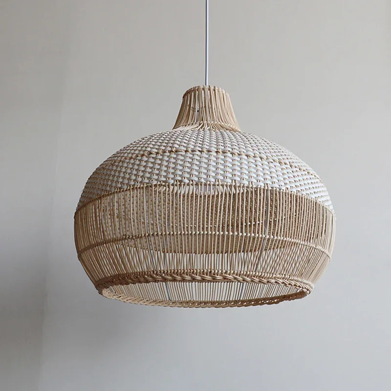 Rattan Pendant Light – Vintage Modern for Dining Room, Living Room, Kitchen Island | Lucienne Dome by Evenlyr