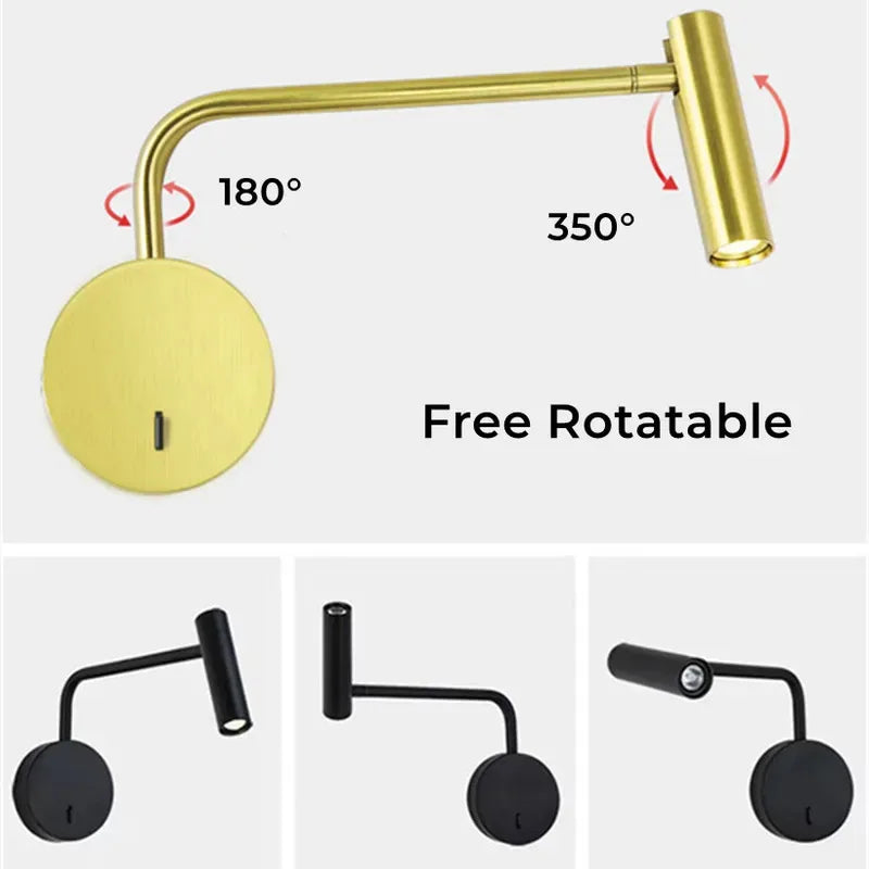 Metal Adjustable Swing-Arm Wall Sconce – Modern Adjustable LED for Bedroom & Bedside, Hotel & Hospitality | Aveline Orbit by Evenlyr