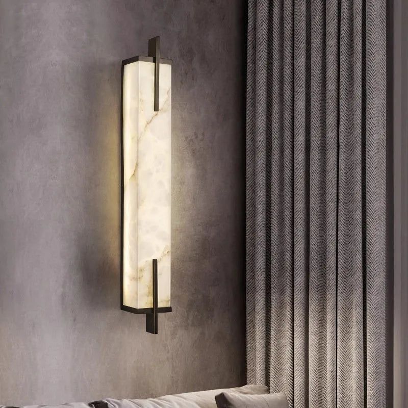 Alabaster & Marble Wall Sconce – Modern for Bathroom, Bedroom & Bedside, Hallway & Entryway | Calista Glow by Evenlyr