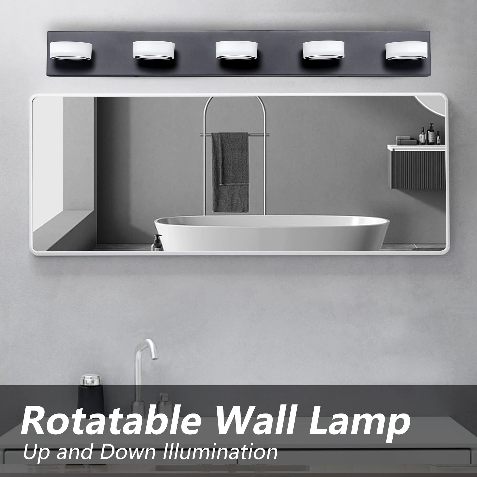 Metal LED Bathroom Vanity & Mirror Light – Modern LED for Bathroom | Oriana Line by Evenlyr