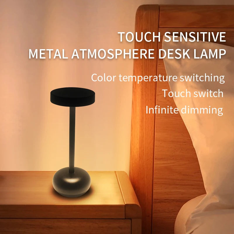 Metal Table Lamp – Modern Minimalist Dimmable LED for Bedside, Restaurant Table, Hotel Room | Giselle Grove by Evenlyr