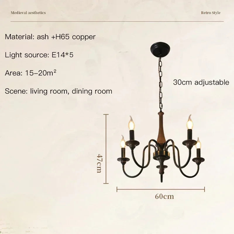 Belluno Vintage Wood Chandelier for Living Room – Nordic – detail view 12