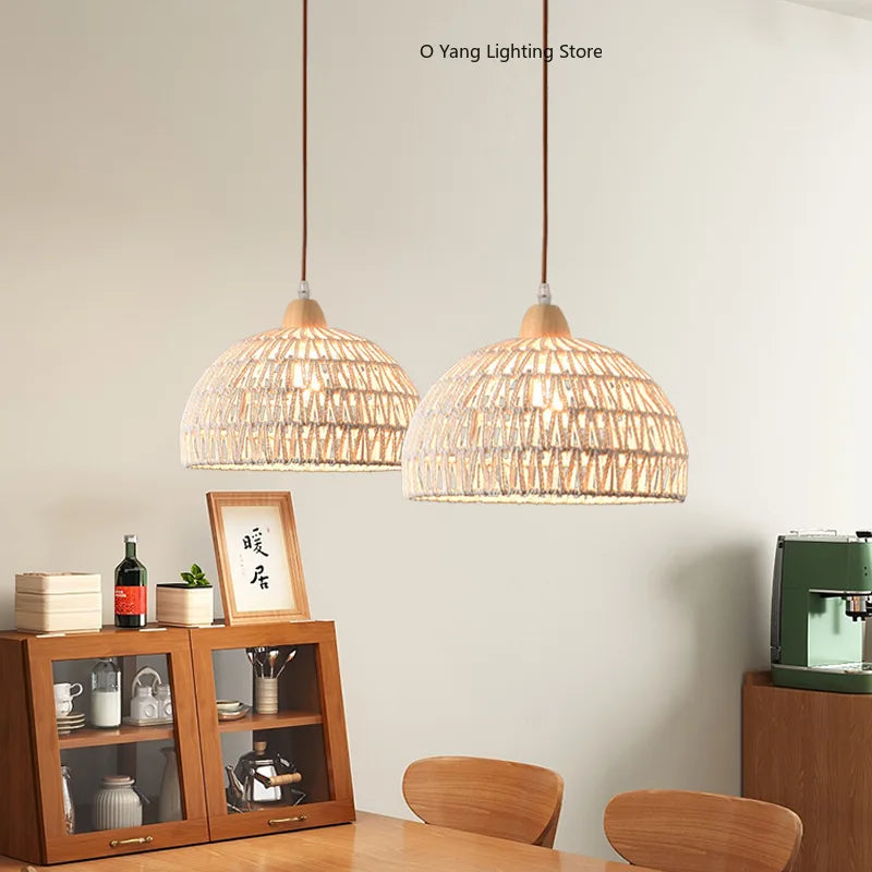 Quintara Wabi-Sabi Rattan Rope Pendant Light for Restaurant – Wood